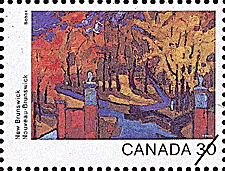 Timbre de 1982 - Nouveau-Brunswick, L'entrée du Campus - Timbre du Canada