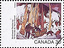 Timbre de 1982 - Territoires du Nord-Ouest, Le long du grand lac des Esclaves - Timbre du Canada