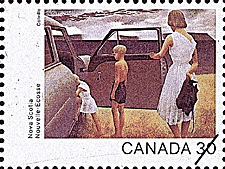 Nova Scotia, Family and Rainstorm 1982 - Canadian stamp