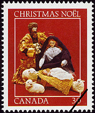 Timbre de 1982 - Jésus couché dans la mangeoire - Timbre du Canada
