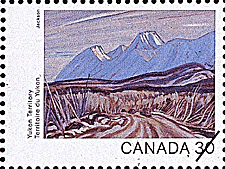 Timbre de 1982 - Territoire du Yukon, La route de l'Alaska près du lac Kluane - Timbre du Canada