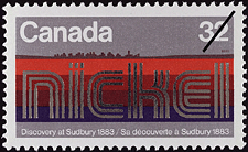 Timbre de 1983 - Nickel, Sa découverte à Sudbury, 1883 - Timbre du Canada