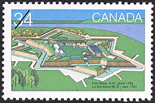 Timbre de 1985 - Le fort Anne (N.-É.) vers 1763 - Timbre du Canada