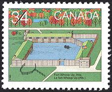 Timbre de 1985 - Le fort Whoop Up (Alb.) - Timbre du Canada