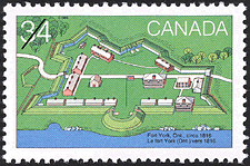 Timbre de 1985 - Le fort York (Ont.) vers 1816 - Timbre du Canada