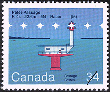 Timbre de 1985 - Pelee Passage, FI 4s 22.6m 5M Racon -- (M) - Timbre du Canada