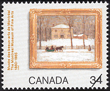 Timbre de 1985 - Musée des beaux-arts de Montréal, 1860-1985, La vieille maison Holton à Montréal - Timbre du Canada