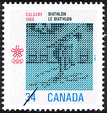 Le biathlon, Calgary, 1988 1986 - Timbre du Canada