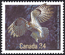 1986 - Great Horned Owl - Canadian stamp - Stamps of Canada