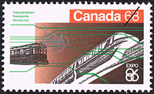 Transportation, Vancouver 1986 - Canadian stamp