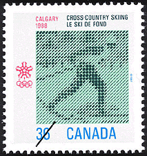 1987 - Cross-Country Skiing, Calgary, 1988 - Canadian stamp - Stamps of Canada