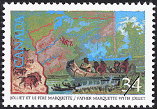 1987 - Father Marquette with Jolliet - Canadian stamp - Stamps of Canada
