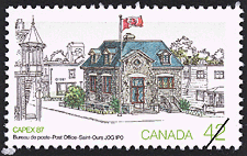 Timbre de 1987 - Bureau de poste, Saint-Ours, J0G 1P0 - Timbre du Canada