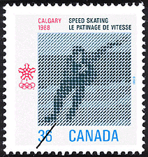Timbre de 1987 - Le patinage de vitesse, Calgary, 1988 - Timbre du Canada