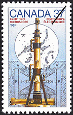 Electron Microscope, 1938 1988 - Canadian stamp