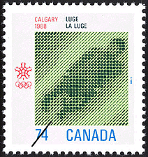 Timbre de 1988 - La luge, Calgary, 1988  - Timbre du Canada