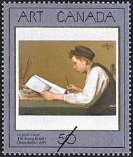 Timbre de 1988 - Le petit liseur, Ozias Leduc, 1894 - Timbre du Canada
