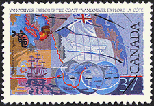 Vancouver explores the Coast 1988 - Canadian stamp