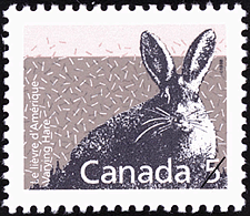 Timbre de 1988 - Le lièvre d'Amérique - Timbre du Canada