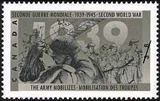 Timbre de 1989 - Mobilisation des troupes - Timbre du Canada