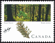 Timbre de 1990 - Forêt côtière - Timbre du Canada
