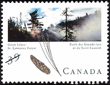 Timbre de 1990 - Forêt des Grands lacs et du Saint-Laurent - Timbre du Canada
