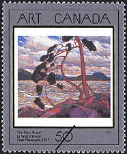 Timbre de 1990 - Le Vent d'Ouest, Tom Thomson, 1917 - Timbre du Canada