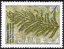 Archaeopteris halliana, Early Tree, Devonian Period 1991 - Canadian stamp