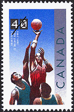 Timbre de 1991 - Le basket-ball, 1891-1991 - Timbre du Canada