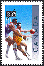 Timbre de 1991 - Le basket-ball, 1891-1991 - Timbre du Canada