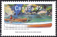 Timbre de 1991 - Canot de cèdre lamellé - Timbre du Canada