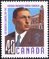 Sir Frederick G. Banting, 1891-1941, Physician / Researcher 1991 - Canadian stamp