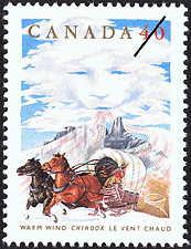 Timbre de 1991 - Le vent chaud, Chinook - Timbre du Canada